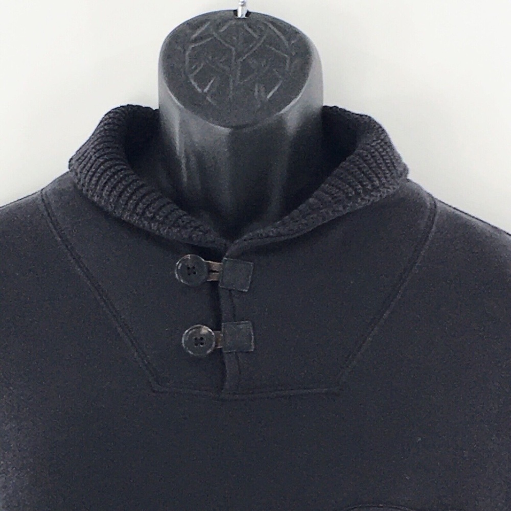 Billy Reid Mens Shawl Neck Pullover Black Cotton Jersey Sweatshirt Knit Sz M - Picture 2 of 14